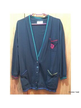 Womens Black Cardigan with Color Piping